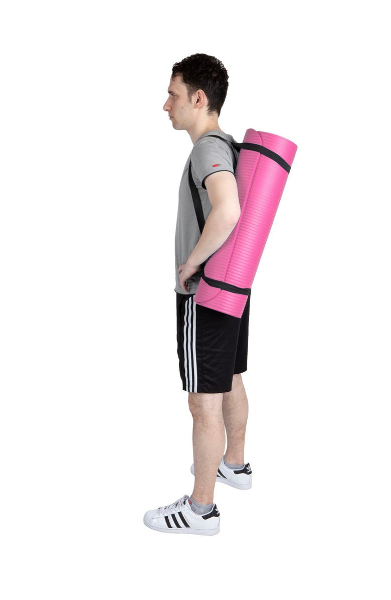 MIND READER All Purpose Extra Thick Yoga Mat & Carrying Strap, Alternate, color,