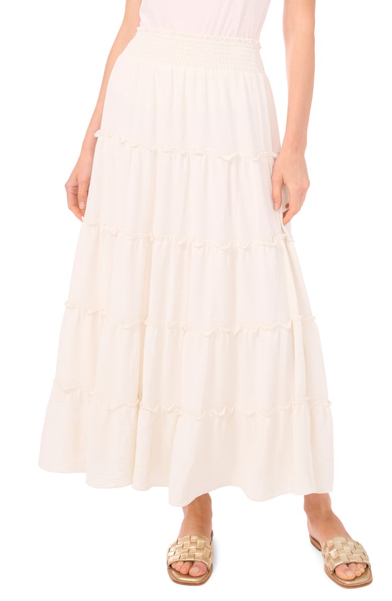 Vince Camuto Smock Waist Tiered Maxi Skirt, Main, color, Neutral