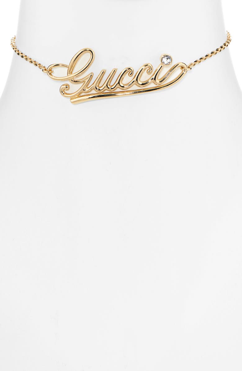 Gucci Script Pendant Necklace, Alternate, color, 