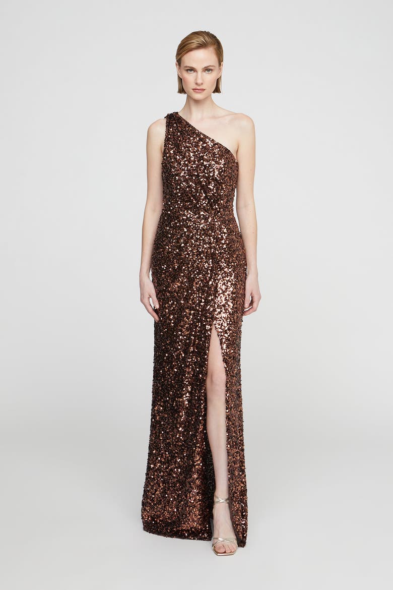 Lexi Sequin Gown, Main, color, Copper Confetti