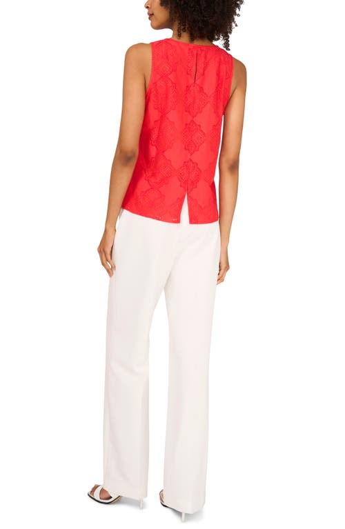 Shop Vince Camuto Lace Cotton Blend Keyhole Tank In Cayenne