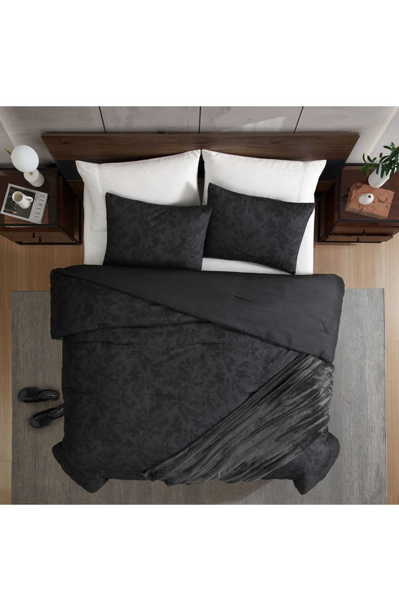 Kenneth Cole New York Floral Silhouette Comforter & Throw Set, Alternate, color, Charcoal