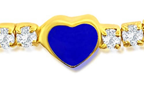 Simona Enamel Heart Cubic Zirconia Tennis Anklet In Gold