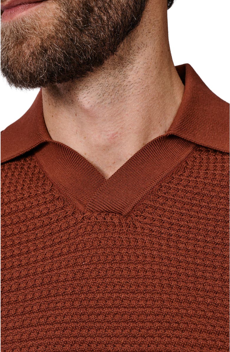 Aubin Alford Textured Cotton Polo Shirt, Alternate, color, Rust