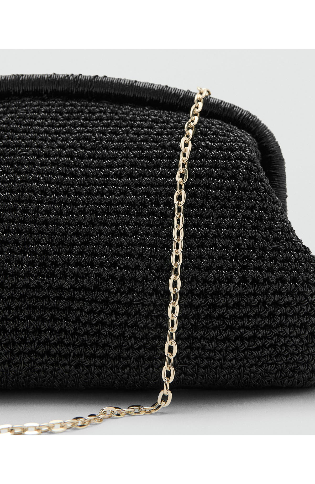 MANGO Metallic Frame Clutch, Alternate, color, Black