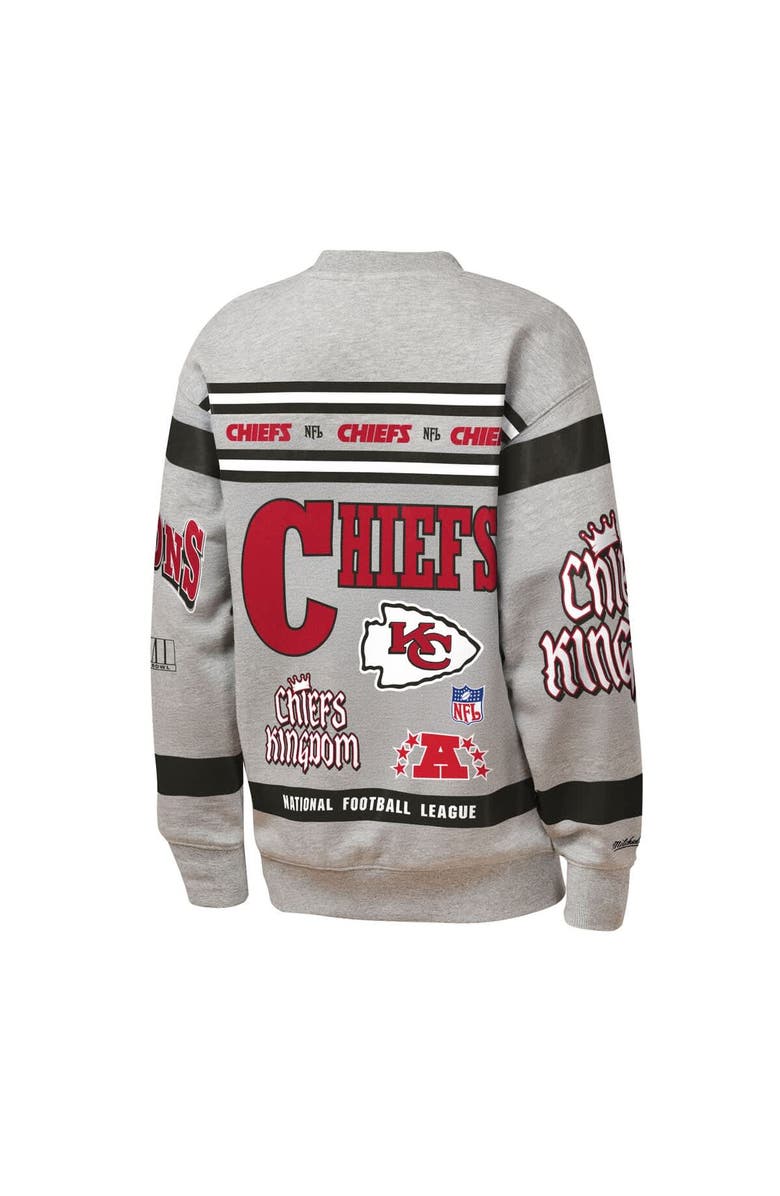 Mitchell & Ness Youth Mitchell & Ness Gray Kansas City Chiefs Throwback All-Over Print Fleece Sweatshirt, Alternate, color, Gray