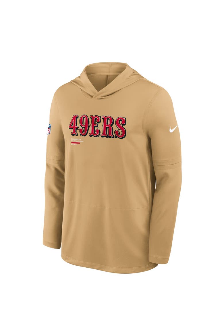Men's Nike Gold San Francisco 49ers Sideline Pure Fury Performance Long Sleeve Hoodie T-Shirt, Alternate, color, Gold