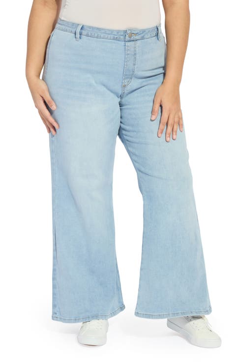 Iris Flat Front Wide Leg Jeans (Plus)