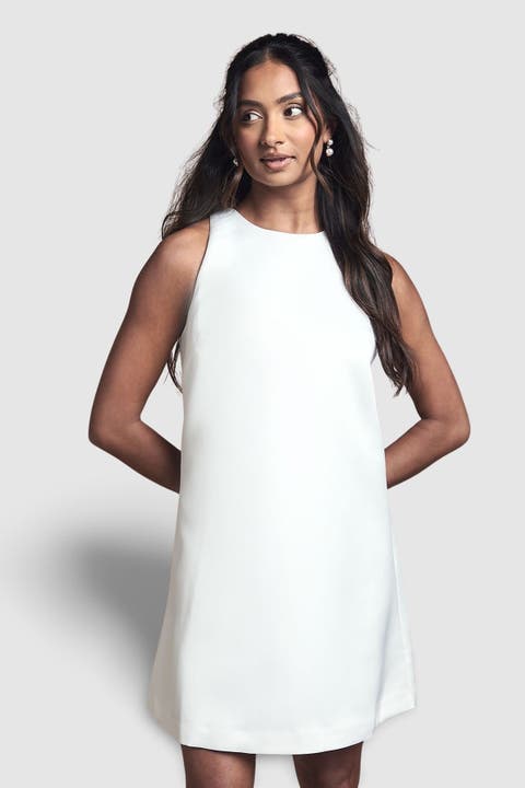 Structured Satin Bridal Mini Dress