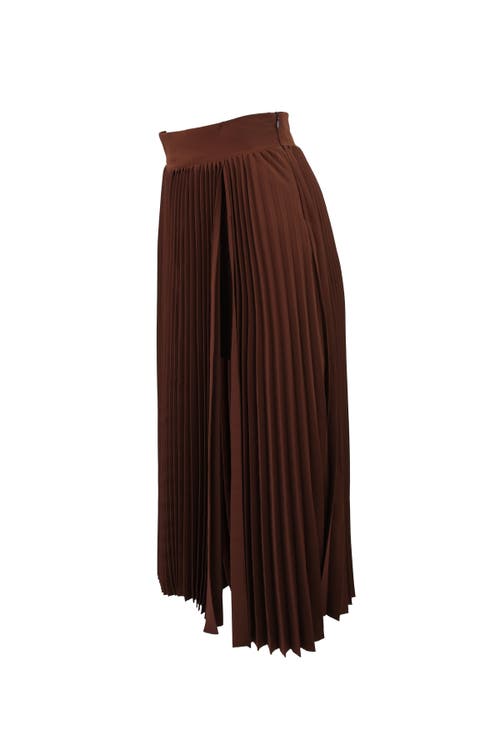 Theo The Label Atlas Pleated High Slit Skirt In Blue