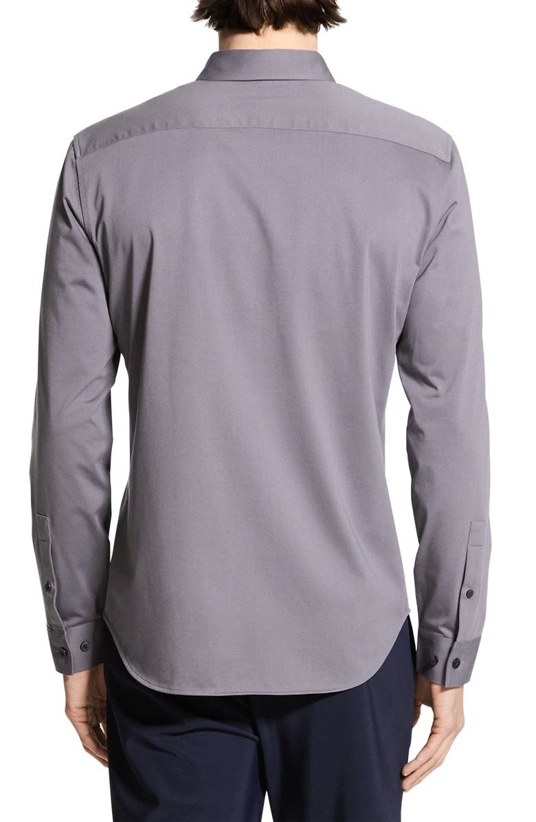 Theory Sylvain ND Structure Knit Button-Up Shirt, Alternate, color, Carbon