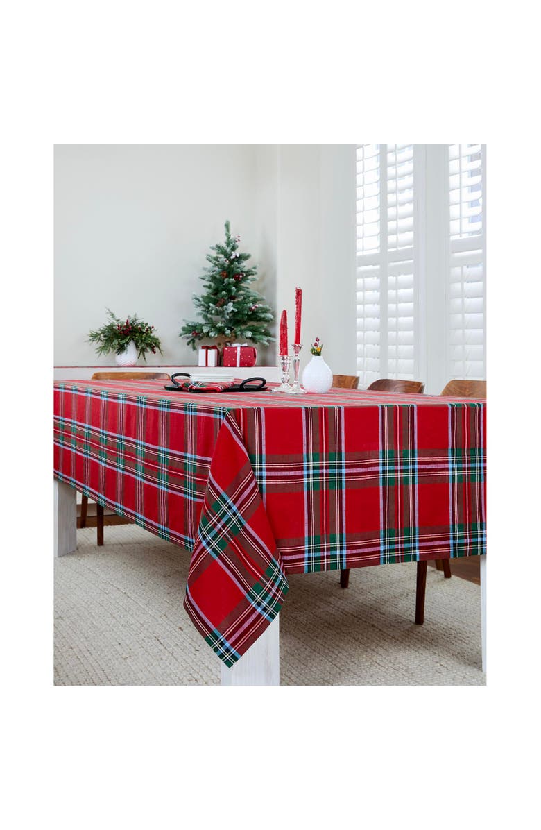 Solino Home Linen Tablecloth - Madras Holiday Plaid, Alternate, color, Red