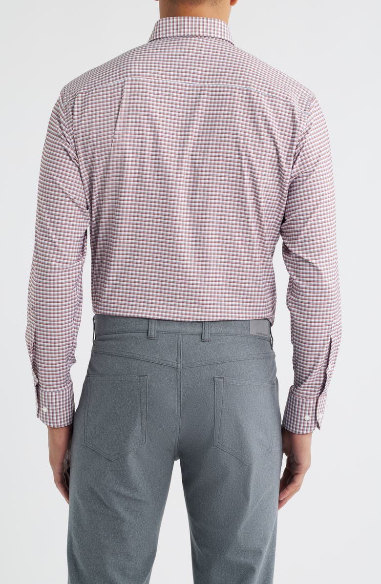 Peter Millar Cashiers Shadow Check Performance Twill Button-Down Shirt, Alternate, color, Sparrow Red