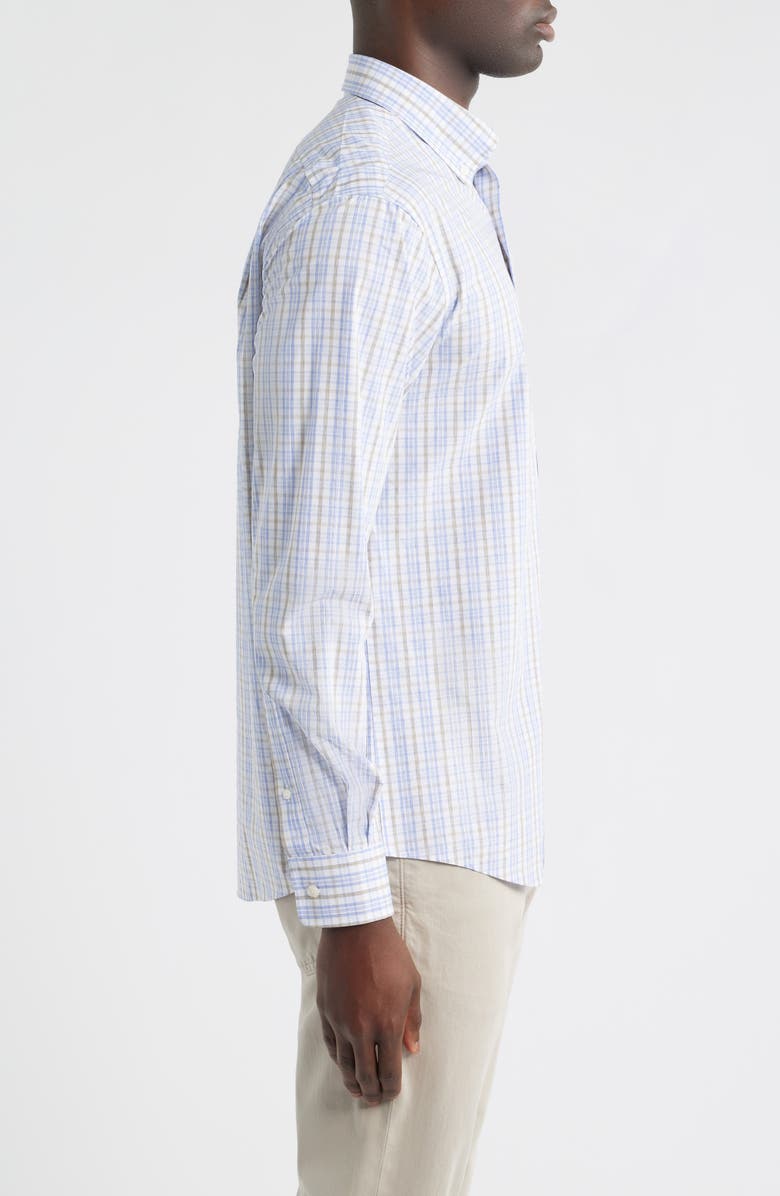 johnnie-O Tinsley Plaid Everyday Performance Button-Down Shirt, Alternate, color, Laguna Blue