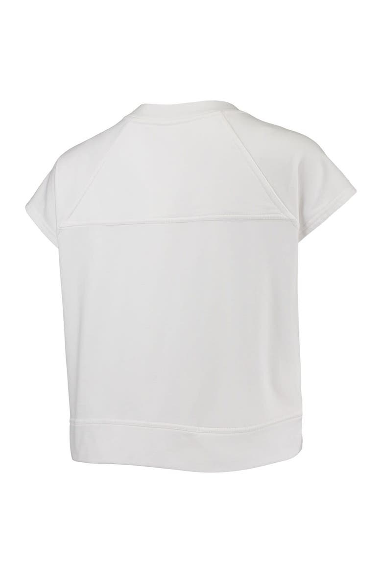 Women's Lusso White Brooklyn Nets Margot Cropped Tri-Blend Cap Sleeve Sweatshirt, Alternate, color, White