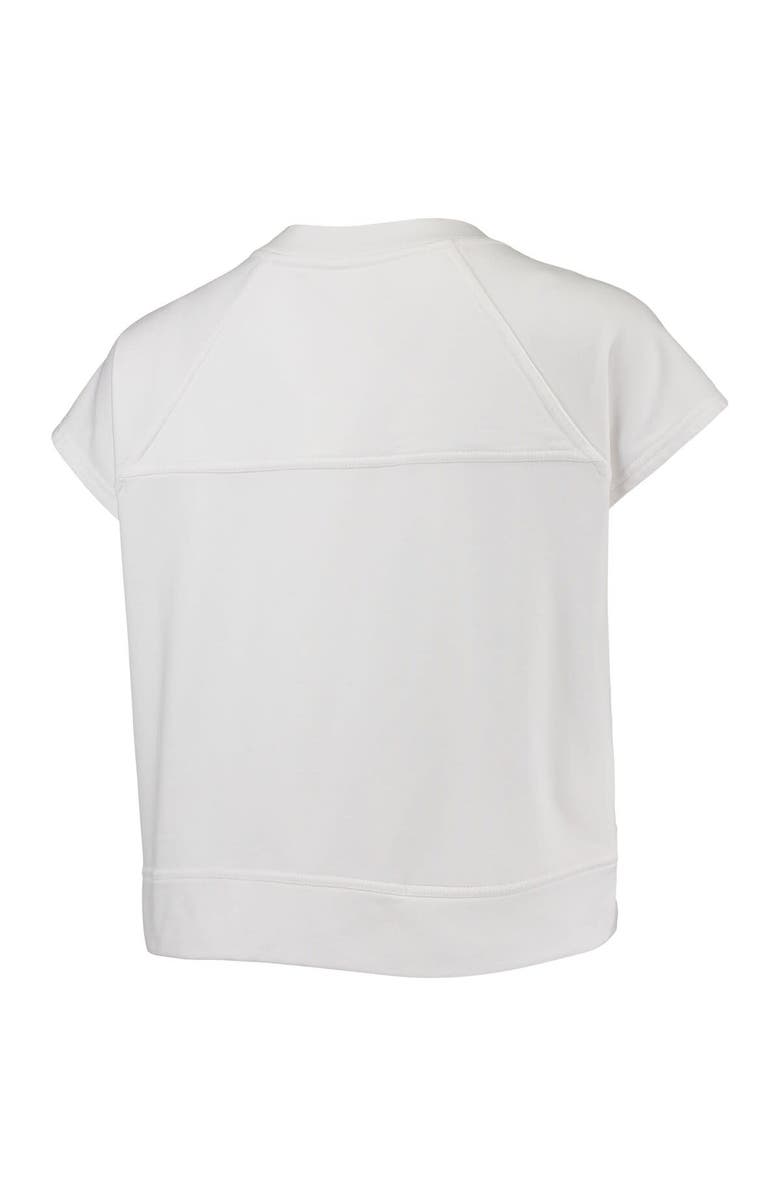 LUSSO Women's Lusso White Brooklyn Nets Margot Cropped Tri-Blend Cap Sleeve Sweatshirt, Alternate, color, White