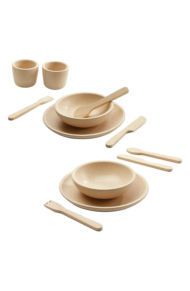 PlanToys<sup>®</sup> Wooden Tableware Playset, Alternate, color, Natural