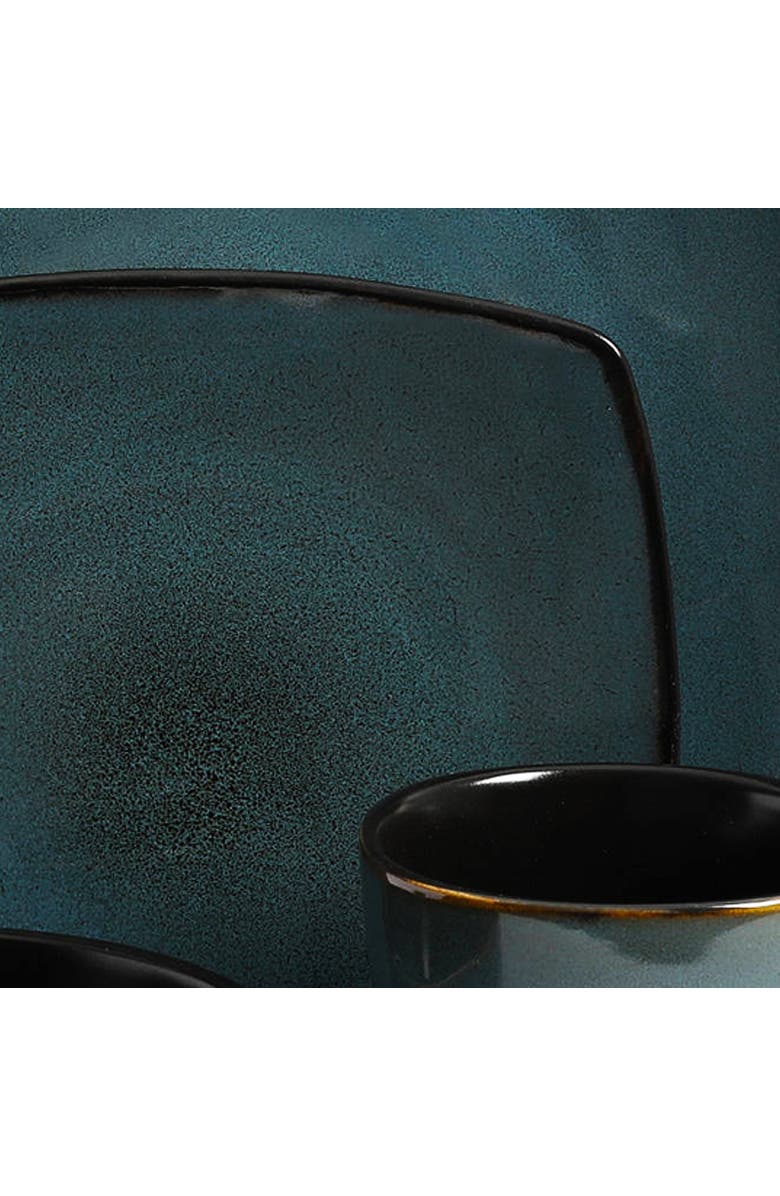 Gibson 16-Piece Soft Square Dinnerware Set Green, Alternate, color, Blue