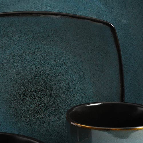 Gibson 16-piece Soft Square Dinnerware Set Green In Blue