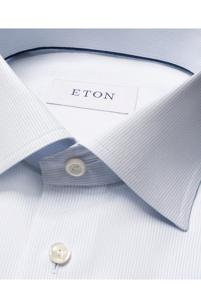 Eton Slim Fit Pinstripe Cotton Twill Dress Shirt, Alternate, color, Light Blue