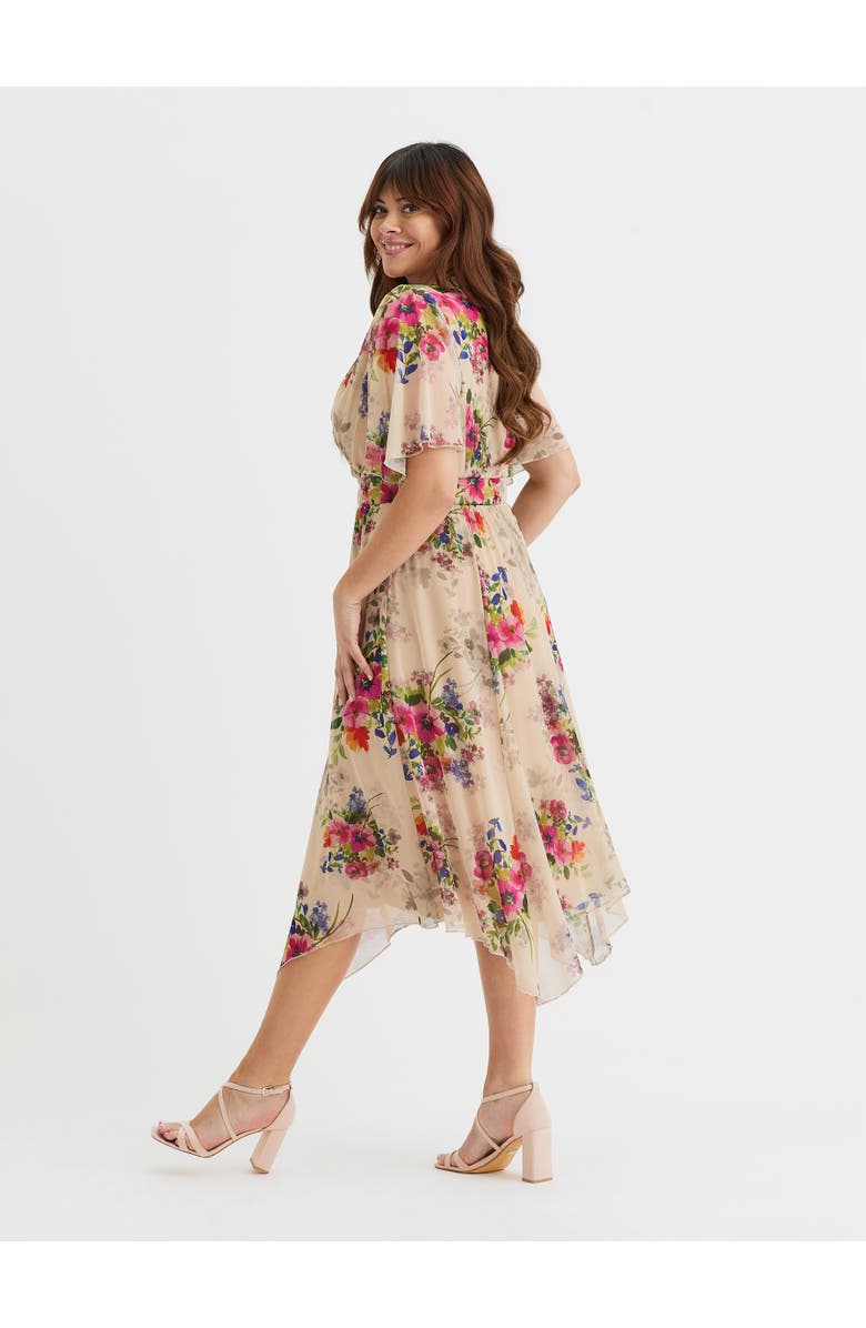 Scarlett & Jo Julie Floral Hanky Hem Dress, Alternate, color, Vintage Cream Multi