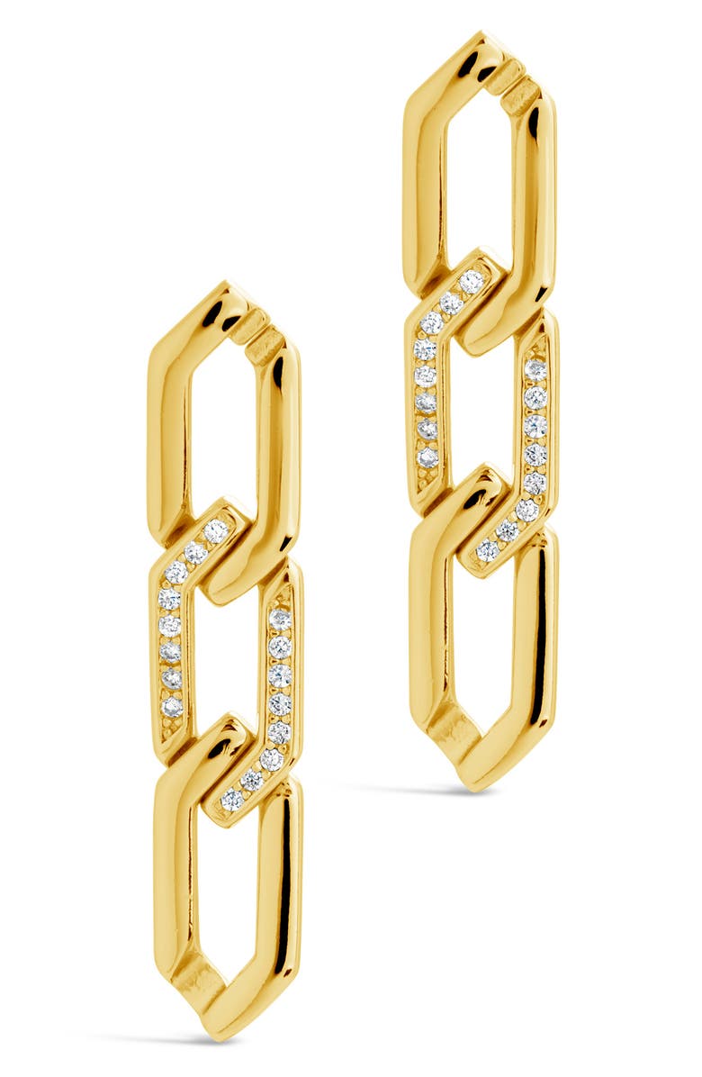 Sterling Forever Kinslee CZ Linear Drop Earrings, Alternate, color, Gold