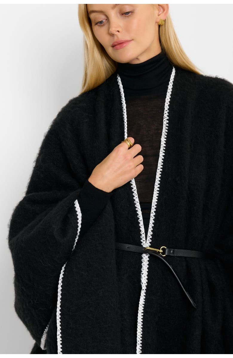 Katie Loxton Whipstitch Blanket Cape with Belt, Alternate, color, Black