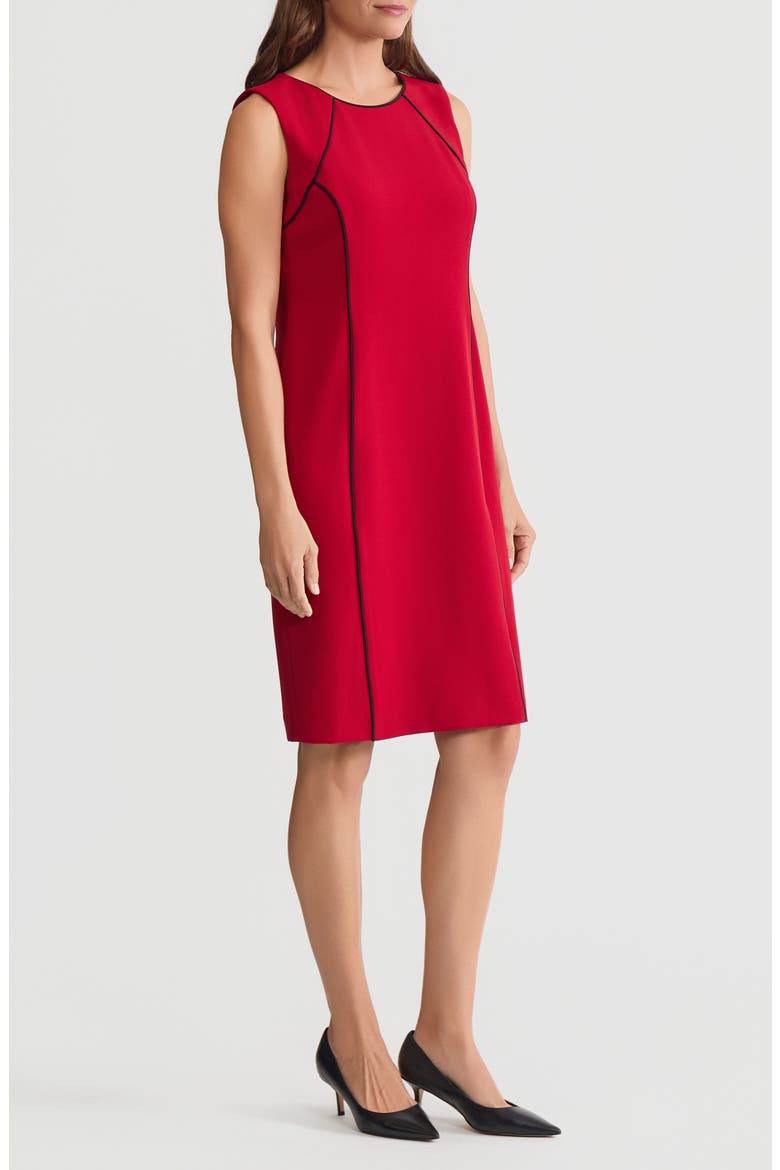 Piping Sleeveless Sheath Dress, Alternate, color, FIRE RED/ BLACK