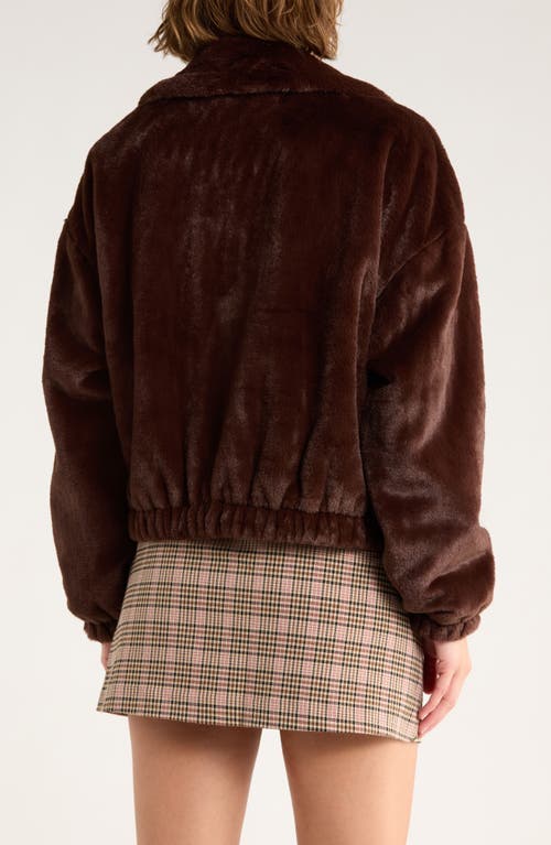 Thread & Supply Faux Fur Zip Bomber Jacket In Brown