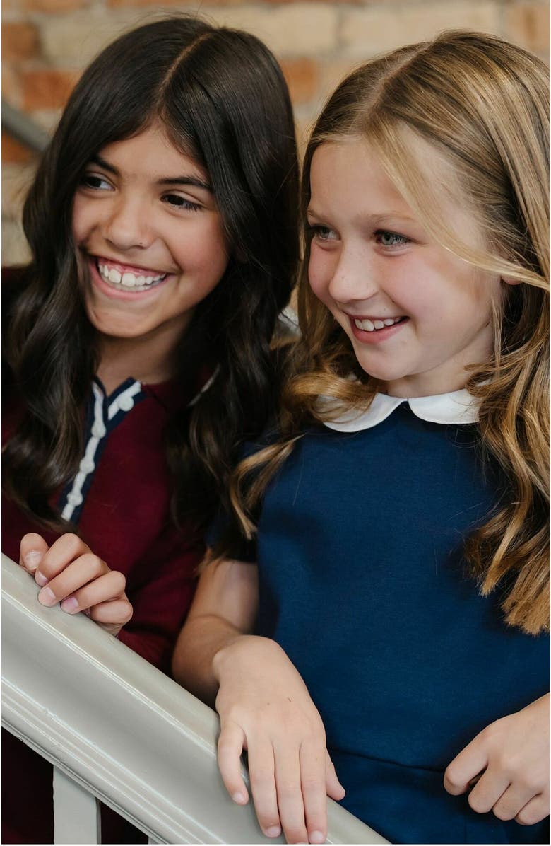 Hope & Henry Girls' Pleated Ponte Dress with Collar, Toddler, Alternate, color, 