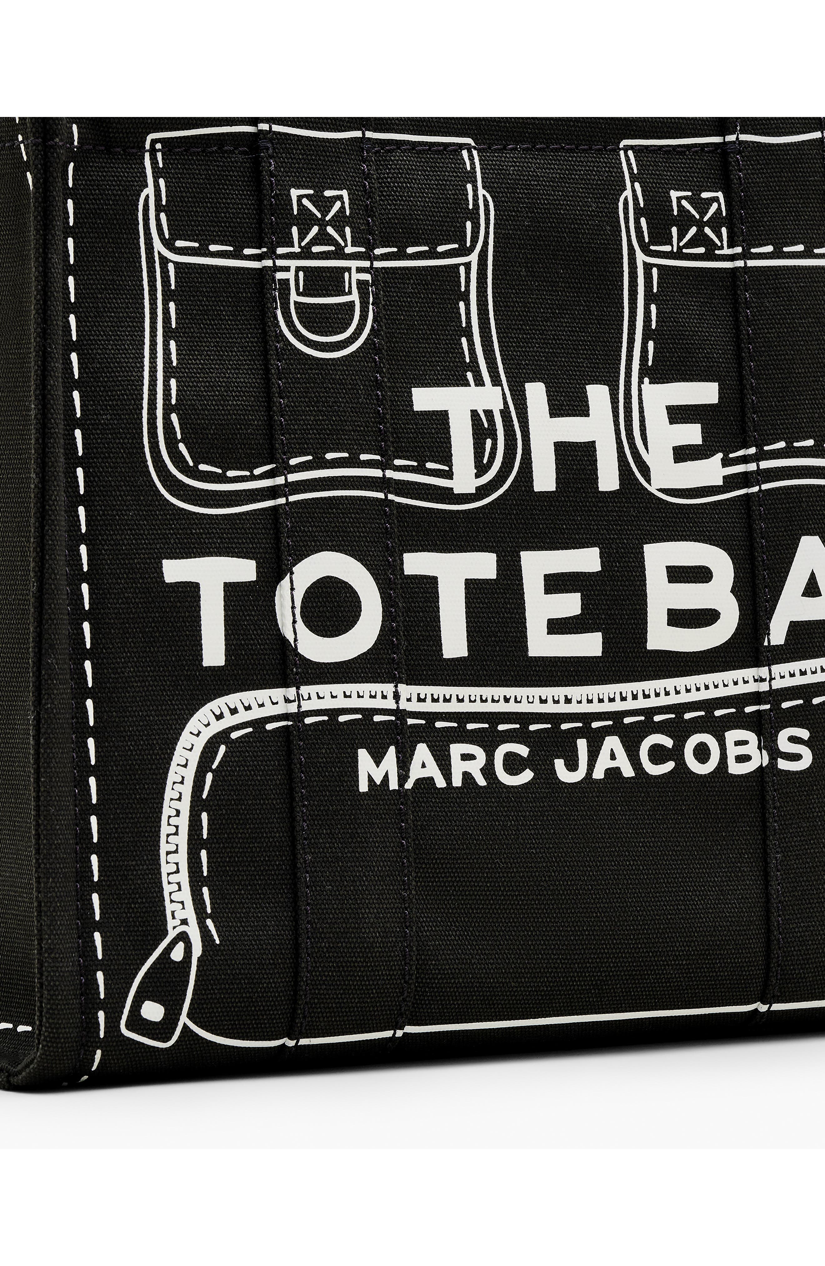 Marc Jacobs The Trompe L
oeil Cargo Canvas Medium Tote Bag, Alternate, color, Black