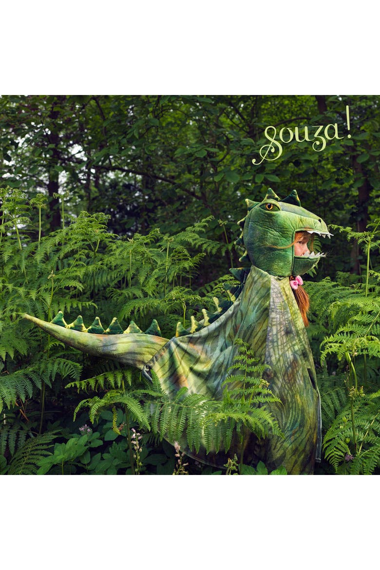 T-Rex Green Dragon Costume Cape, Alternate, color, Green