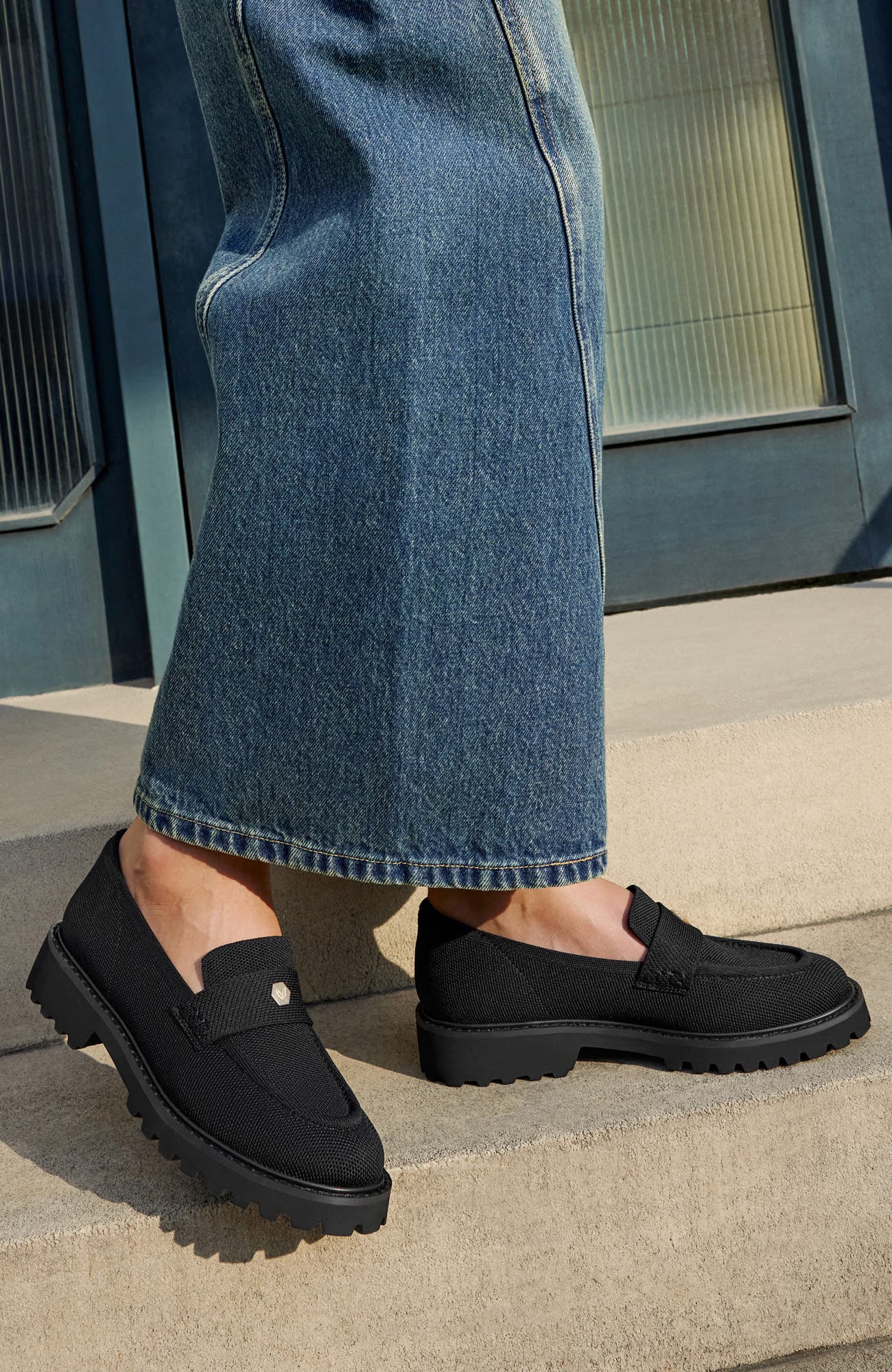 Francesca Round-Toe Platform Chunky Heel Loafers, Alternate, color, Black