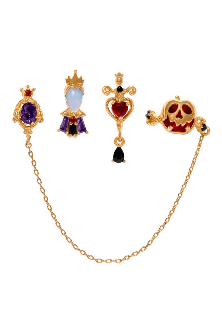 Disney Evil Queen Set of 4 Earrings, Main, color, GOLD