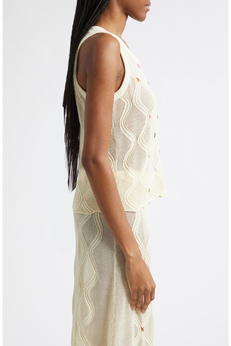 Cotton Lattice Stitch Sweater Tank, Alternate, color, IVORY