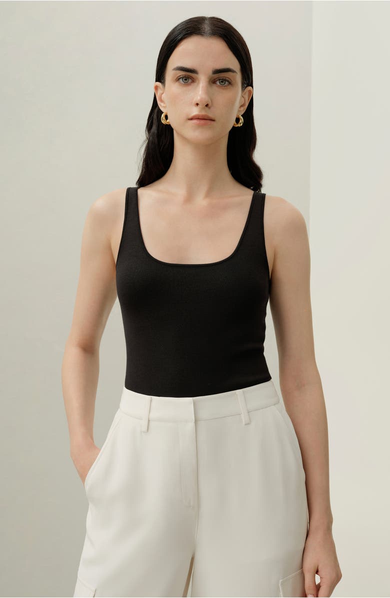 Lilysilk Milano Knit Silk Viscose Tank Top, Alternate, color, Black