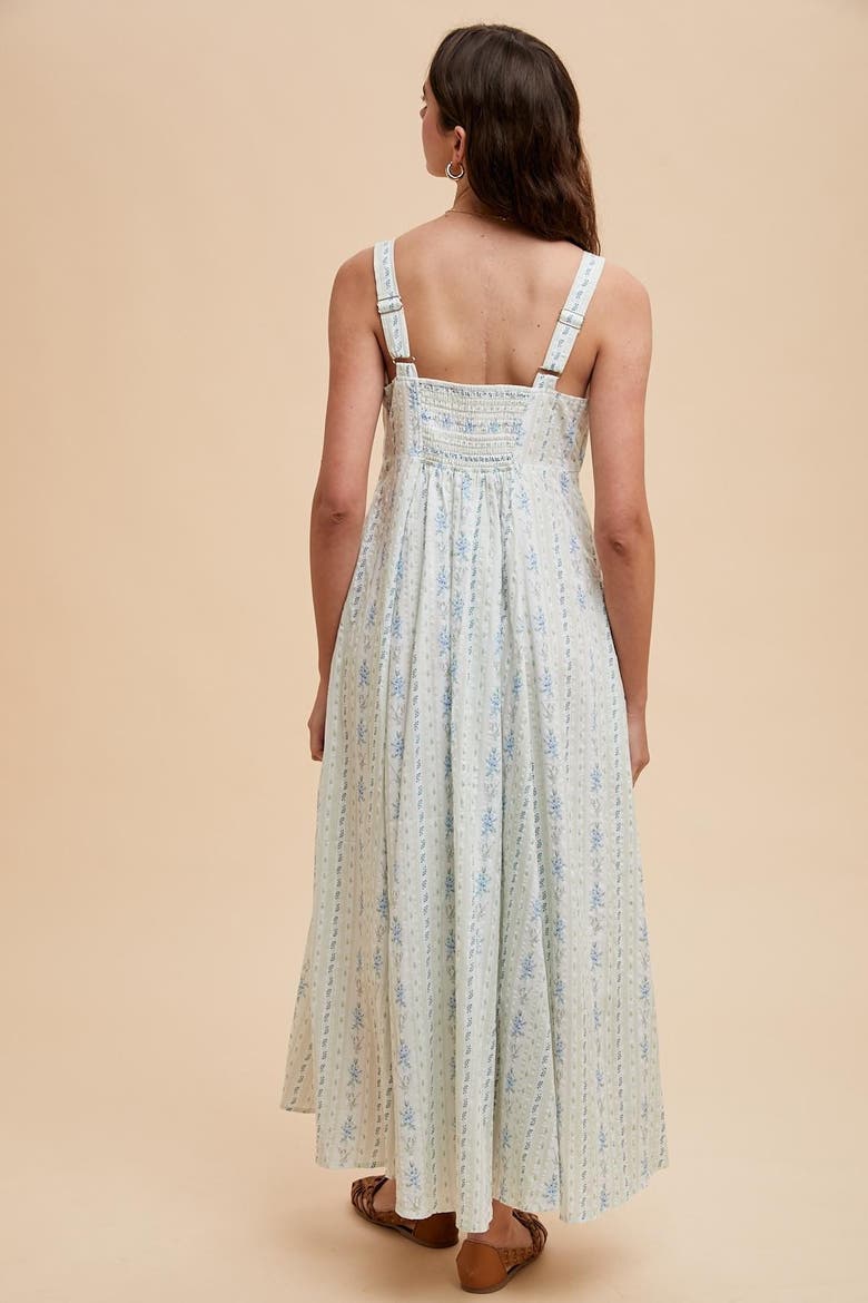 Cotton Floral Square Neck Sleeveless Maxi Dress, Alternate, color, Light Blue