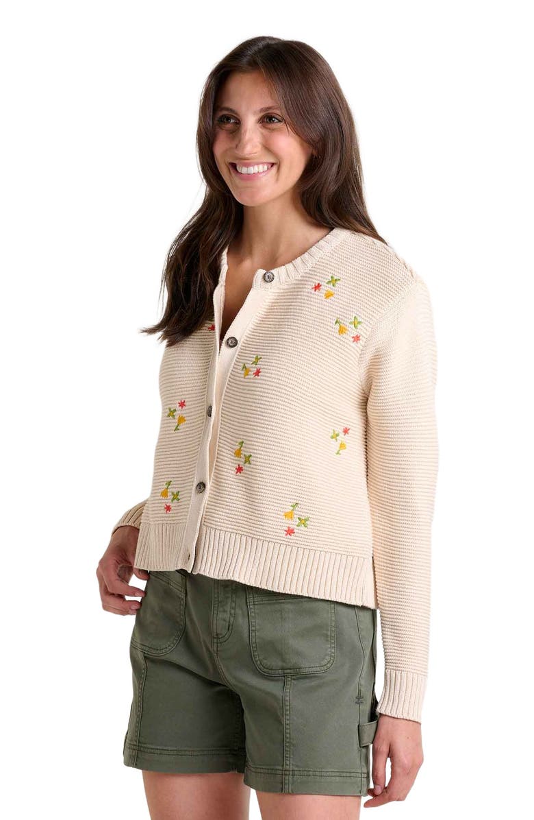 Toad & Co Bianca Crew Cardigan Embroidered, Main, color, Natural Embroidery