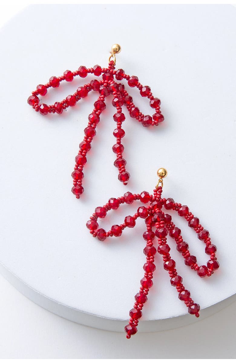 Noonday Collection Maraschino Bow Earrings, Main, color, Red