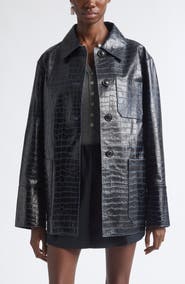 NACKIYÈ Croc Embossed Leather Jacket