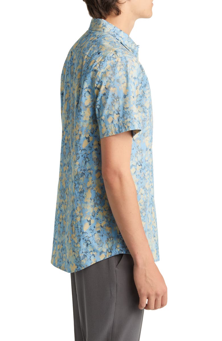 Open Edit Dot Wash Stretch Short Sleeve Button-Up Shirt, Alternate, color,