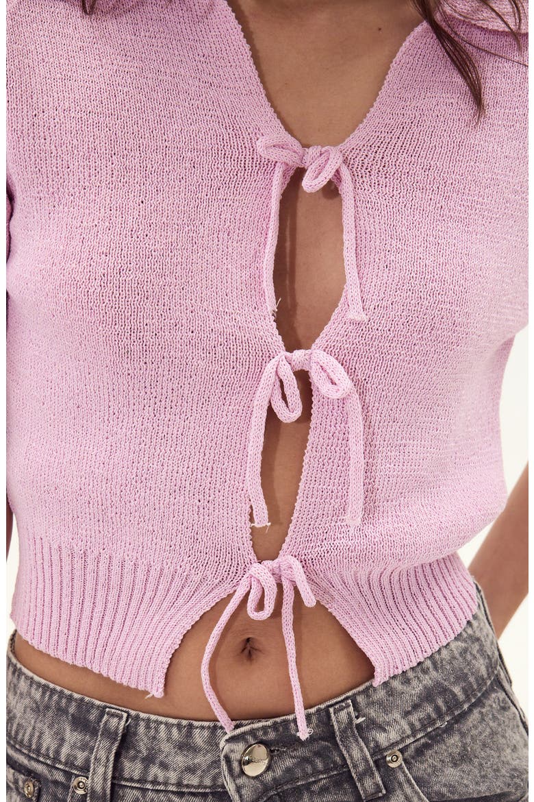 Paros Tie Front Sweater, Alternate, color, PINK