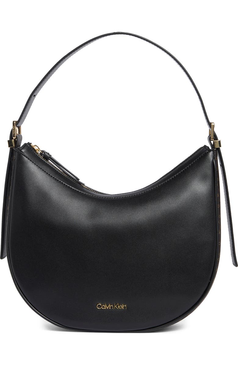 Calvin Klein Liliana Faux Leather Hobo Bag, Main, color, Brown/ Khaki/ Black