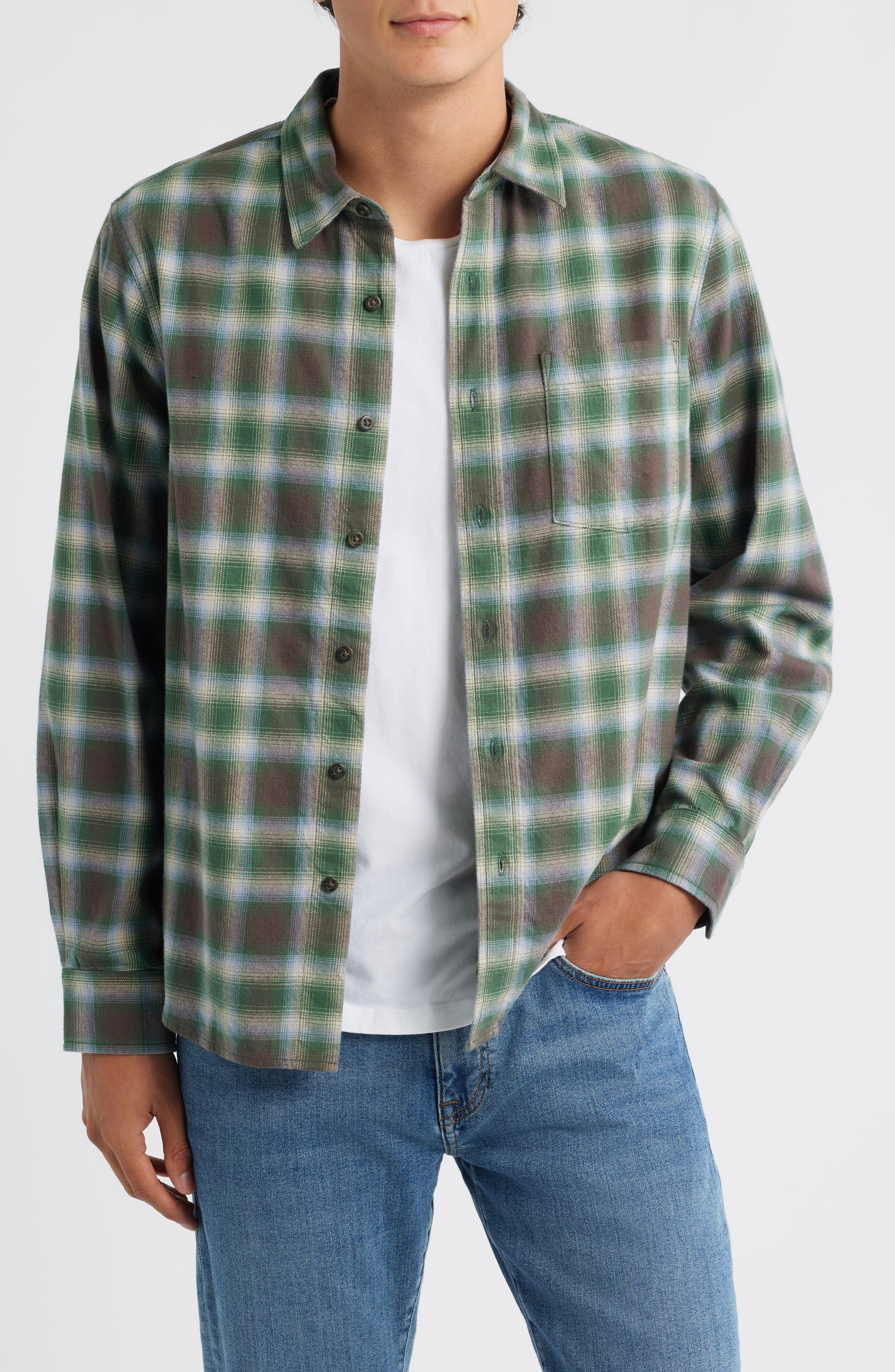 Plaid Flannel Button-Up Shirt - image 3
