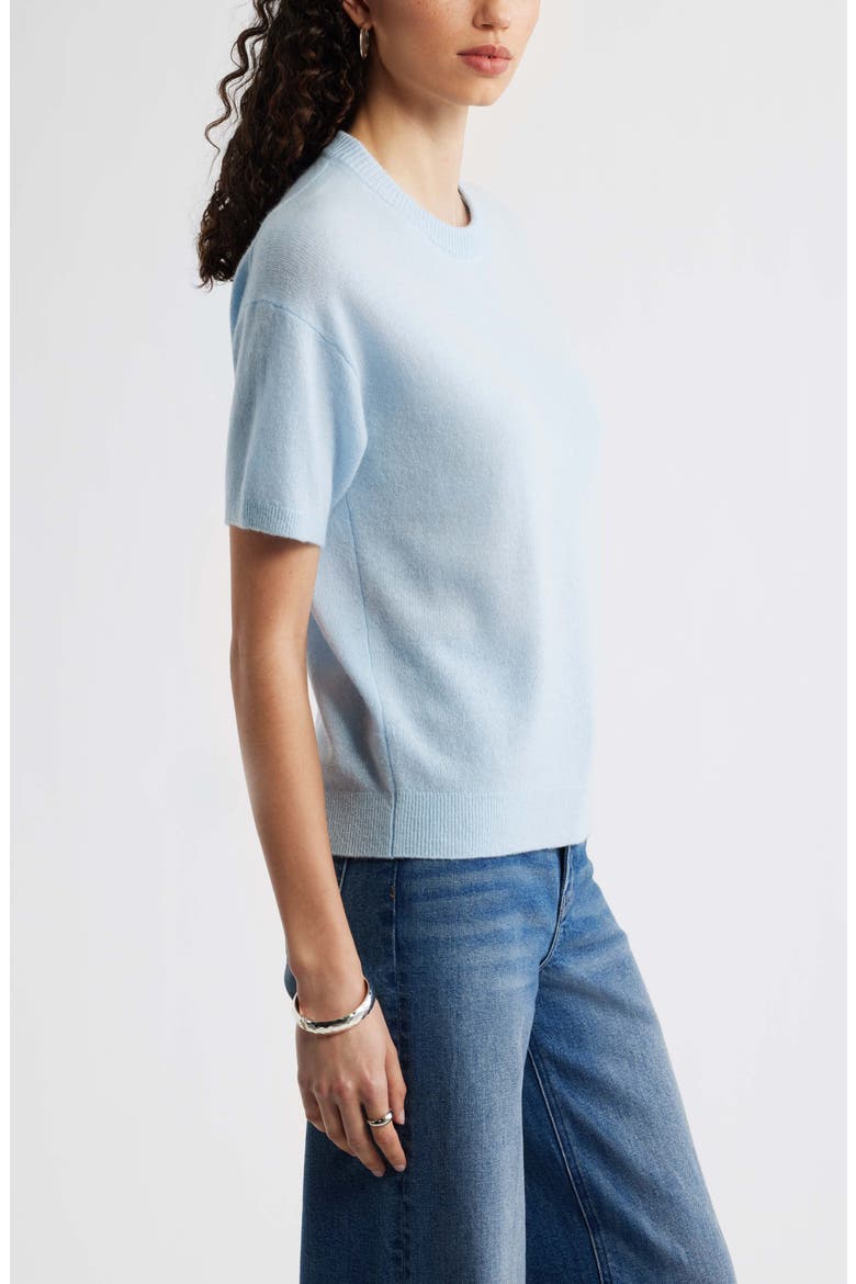 Short Sleeve Cashmere Sweater, Alternate, color, BLUE SUBDUED