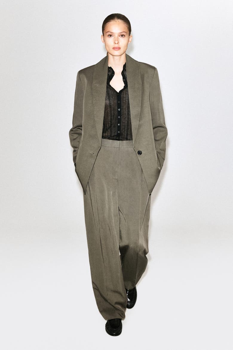 Fluid Pleated Straight-leg Pants, Alternate, color, DARK BEIGE