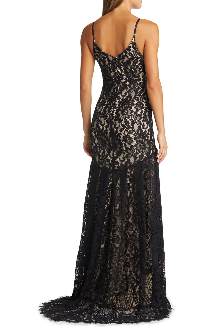 Flynn Lace Gown with Train, Alternate, color, BLACK/ NUDE