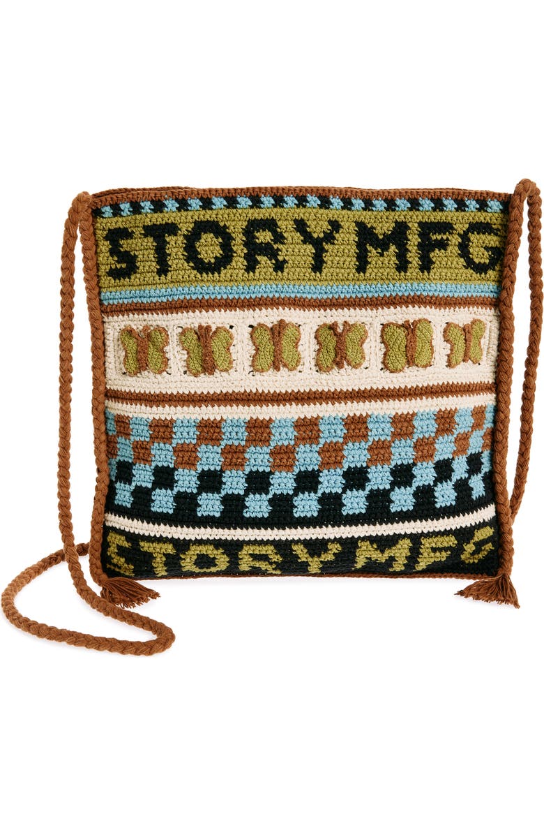 Story mfg. Stash Organic Cotton Crochet Crossbody Bag, Main, color,