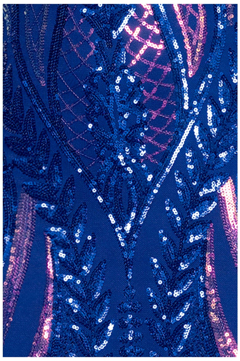 V-Neck Sequin Gown, Alternate, color, ROYAL MULTI