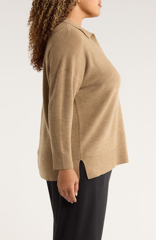 Eileen Fisher Classic Collar Merino Wool Sweater In Brown